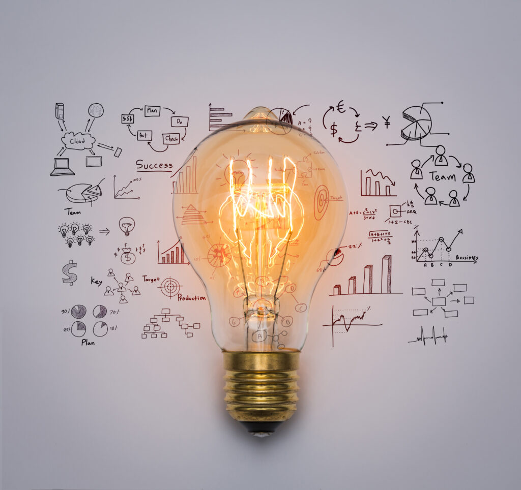 light bulb with drawing graph light bulb with drawing graph